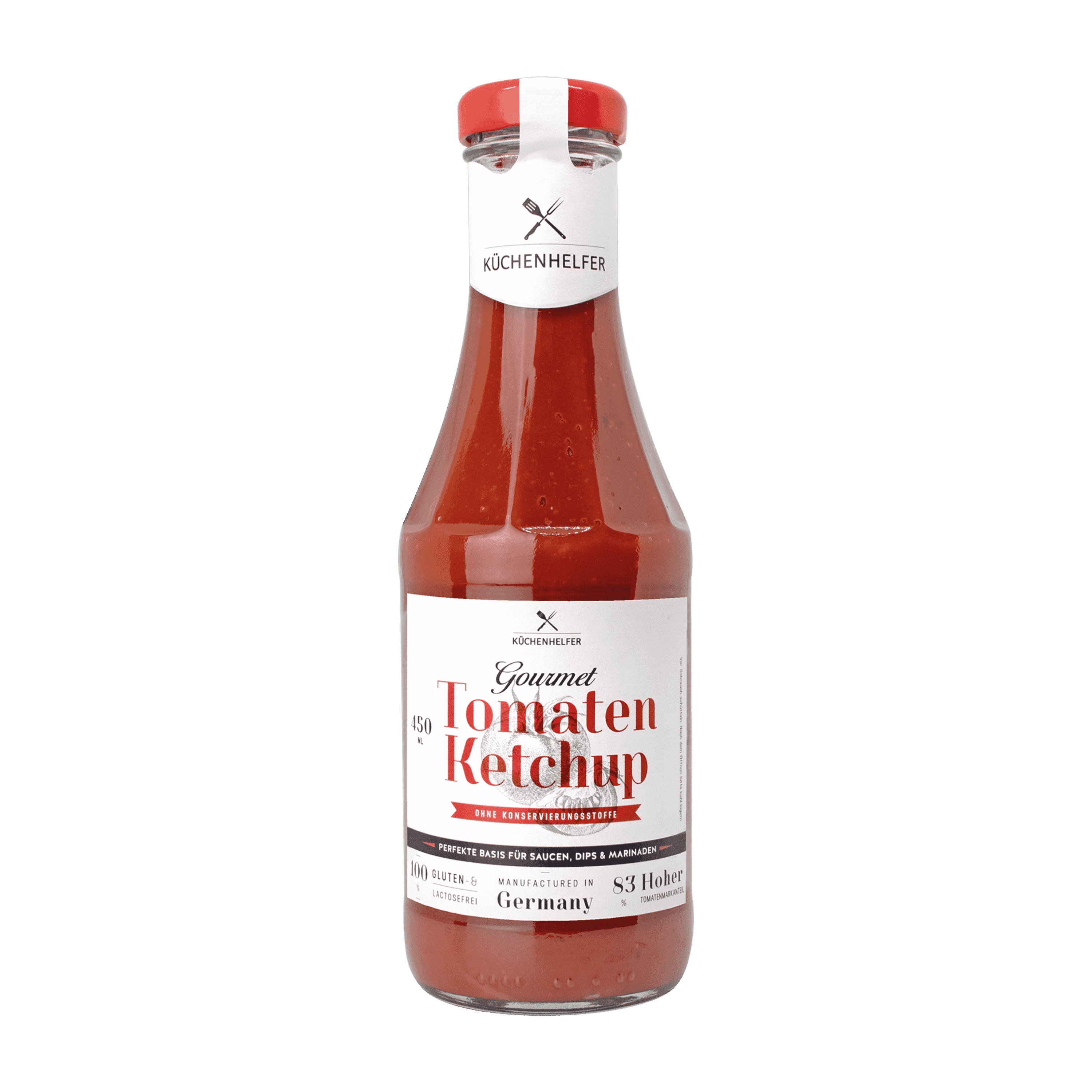 Roter Küchenhelfer Gourmet Ketchup in Flasche